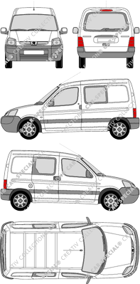 Peugeot Partner, furgón, ventana de parte trasera, cabina doble, Rear Flap, 1 Sliding Door (2002)