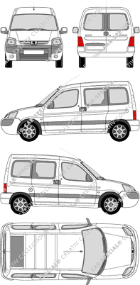 Peugeot Partner, Hochdachkombi, Rear Wing Doors, 2 Sliding Doors (2002)