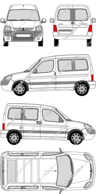 Peugeot Partner, Hochdachkombi, Rear Wing Doors, 1 Sliding Door (2002)