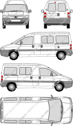 Peugeot Expert, microbús, largo, acristalado, Rear Wing Doors, 2 Sliding Doors (2004)