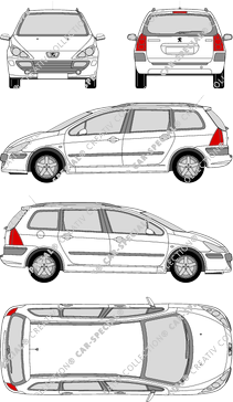 Peugeot 307 Break station wagon, 2005–2008 (Peug_151)