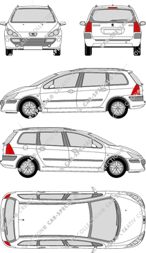 Peugeot 307 SW station wagon, 2005–2008 (Peug_153)