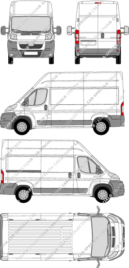 Peugeot Boxer, van/transporter, L2H3, Rear Wing Doors, 1 Sliding Door (2006)
