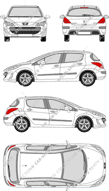 Peugeot 308 Hatchback, 2007–2011 (Peug_205)