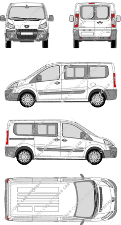 Peugeot Expert, camionnette, L1H1, Rear Wing Doors, 1 Sliding Door (2007)