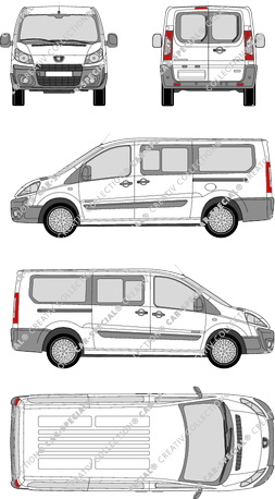 Peugeot Expert, microbús, L2H1, Rear Wing Doors, 2 Sliding Doors (2007)