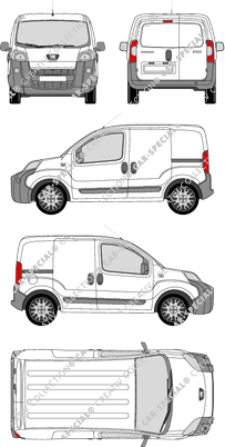 Peugeot Bipper, van/transporter, Rear Wing Doors, 2 Sliding Doors (2007)