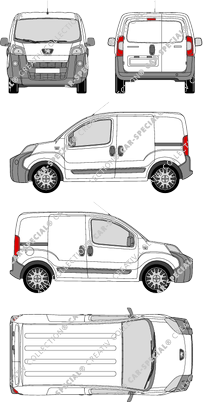 Peugeot Bipper, fourgon, Rear Wing Doors, 2 Sliding Doors (2007)