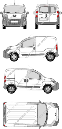 Peugeot Bipper, Kastenwagen, Heck verglast, Rear Wing Doors, 1 Sliding Door (2007)