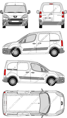 Peugeot Partner, van/transporter, Rear Wing Doors, 2 Sliding Doors (2008)