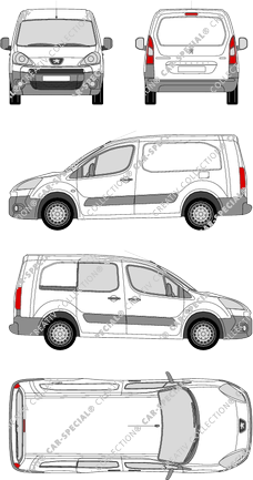 Peugeot Partner, Kastenwagen, L2, rechts teilverglast, Rear Flap, 1 Sliding Door (2008)