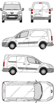 Peugeot Partner, van/transporter, L2, Rear Wing Doors, 1 Sliding Door (2008)
