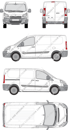 Peugeot Expert, van/transporter, L1H1, Rear Wing Doors, 1 Sliding Door (2012)