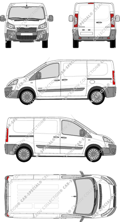 Peugeot Expert, van/transporter, L1H1, Rear Wing Doors, 2 Sliding Doors (2012)