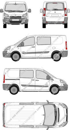 Peugeot Expert, van/transporter, L1H1, rear window, double cab, Rear Flap, 1 Sliding Door (2012)
