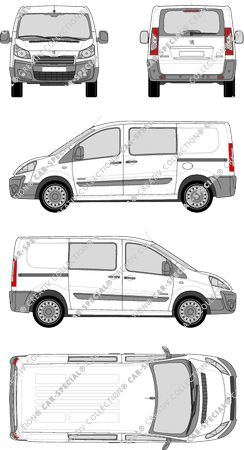 Peugeot Expert, furgone, L1H1, vitre arrière, Doppelkabine, Rear Flap, 2 Sliding Doors (2012)