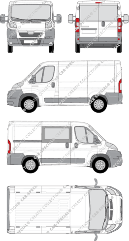 Peugeot Boxer, furgone, L1H1, Heck verglast, rechts teilverglast, Rear Wing Doors, 1 Sliding Door (2006)