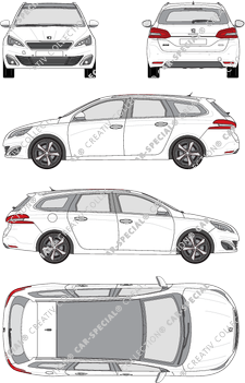 Peugeot 308 SW combi, 2014–2021 (Peug_288)