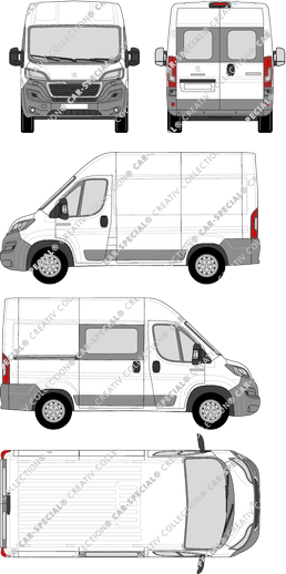 Peugeot Boxer, Kastenwagen, L1H2, Heck verglast, rechts teilverglast, Rear Wing Doors, 1 Sliding Door (2014)