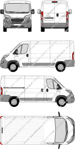 Peugeot Boxer, van/transporter, L2H1, Rear Wing Doors, 1 Sliding Door (2014)