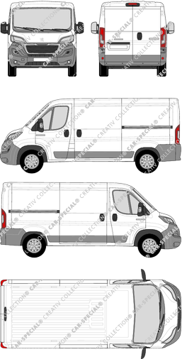 Peugeot Boxer, van/transporter, L2H1, Rear Wing Doors, 2 Sliding Doors (2014)