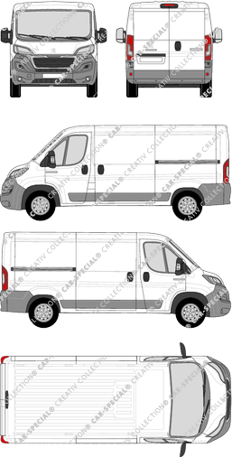 Peugeot Boxer, Kastenwagen, L2H1, Rear Wing Doors, 2 Sliding Doors (2014)