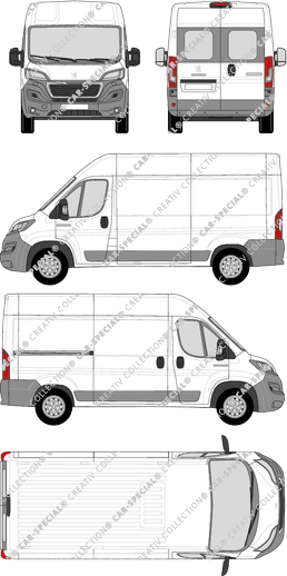 Peugeot Boxer, van/transporter, L2H2, rear window, Rear Wing Doors, 1 Sliding Door (2014)
