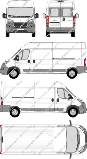 Peugeot Boxer, van/transporter, L3H2, rear window, Rear Wing Doors, 2 Sliding Doors (2014)