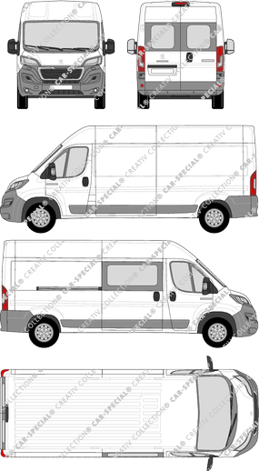 Peugeot Boxer, fourgon, L3H2, Heck verglast, rechts teilverglast, Rear Wing Doors, 1 Sliding Door (2014)