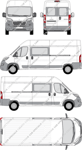 Peugeot Boxer, furgone, L3H2, vitre arrière, Doppelkabine, Rear Wing Doors, 2 Sliding Doors (2014)