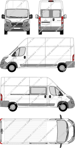 Peugeot Boxer, furgone, L3H3, Heck verglast, rechts teilverglast, Rear Wing Doors, 1 Sliding Door (2014)