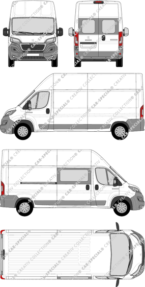 Peugeot Boxer, Kastenwagen, L3H3, Heck verglast, rechts teilverglast, Rear Wing Doors, 1 Sliding Door (2014)