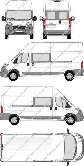 Peugeot Boxer, van/transporter, L3H3, rear window, double cab, Rear Wing Doors, 2 Sliding Doors (2014)