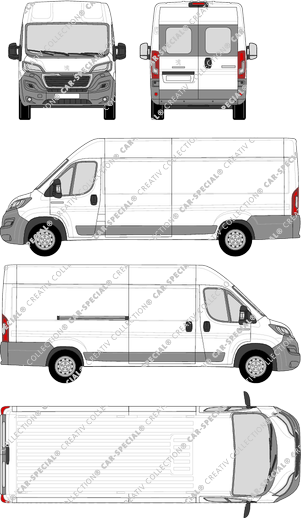 Peugeot Boxer, van/transporter, L4H2, rear window, Rear Wing Doors, 1 Sliding Door (2014)