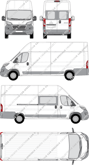 Peugeot Boxer, fourgon, L4H3, Heck verglast, rechts teilverglast, Rear Wing Doors, 1 Sliding Door (2014)