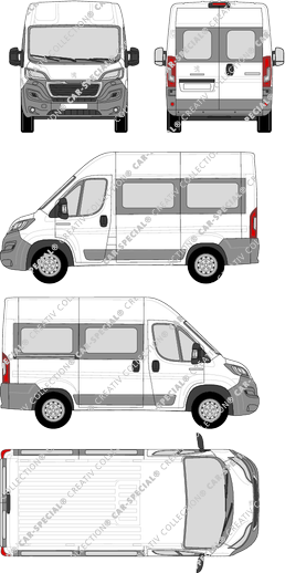 Peugeot Boxer, minibus, L1H2, Rear Wing Doors, 1 Sliding Door (2014)