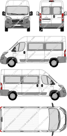 Peugeot Boxer, microbús, L2H2, Rear Wing Doors, 1 Sliding Door (2014)