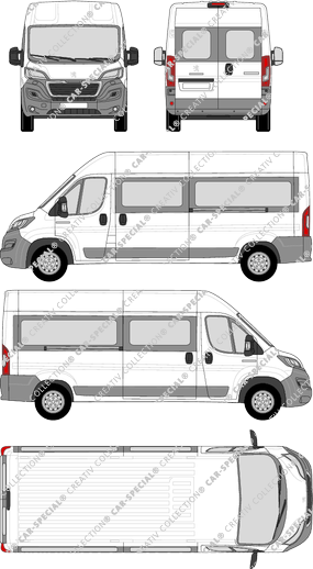 Peugeot Boxer, minibus, L3H2, Rear Wing Doors, 2 Sliding Doors (2014)