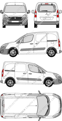 Peugeot Partner, van/transporter, L1, rear window, Rear Flap, 2 Sliding Doors (2015)