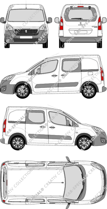 Peugeot Partner, furgone, L1, vitre arrière, Doppelkabine, Rear Flap, 2 Sliding Doors (2015)