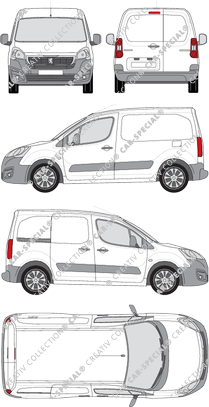 Peugeot Partner, van/transporter, L1, Rear Wing Doors, 1 Sliding Door (2015)