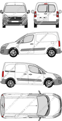 Peugeot Partner, van/transporter, L1, rear window, Rear Wing Doors, 1 Sliding Door (2015)