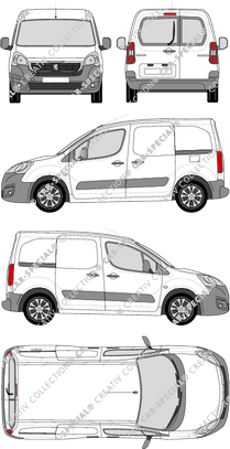 Peugeot Partner, van/transporter, L1, rear window, Rear Wing Doors, 2 Sliding Doors (2015)