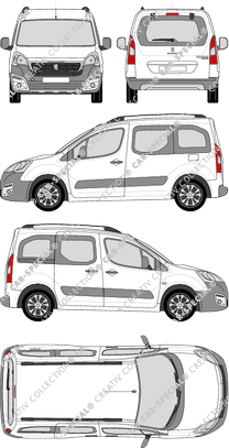 Peugeot Partner Tepee Outdoor, Tepee Outdoor, Rear Flap, 1 Sliding Door (2015)