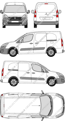 Peugeot Partner, van/transporter, L2, Rear Flap, 2 Sliding Doors (2015)