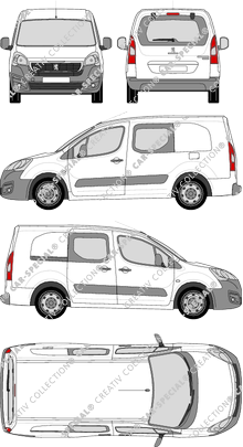 Peugeot Partner, Kastenwagen, L2, Heck verglast, Doppelkabine, Rear Flap, 1 Sliding Door (2015)