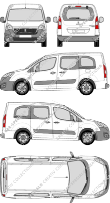 Peugeot Partner, van/transporter, L2, Rear Flap, 2 Sliding Doors (2015)