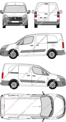 Peugeot Partner, furgone, L2, Rear Wing Doors, 2 Sliding Doors (2015)