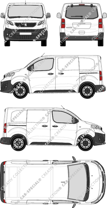 Peugeot Expert, furgone, Compact, vitre arrière, Rear Flap, 2 Sliding Doors (2016)