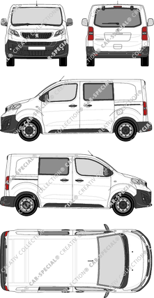 Peugeot Expert, van/transporter, Compact, rear window, double cab, Rear Flap, 2 Sliding Doors (2016)